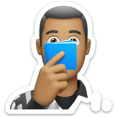 referee holding blue card sticker