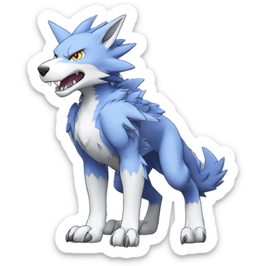  Cool Edgy Digimon-Fakemon-Garurumon-Loogamon-Dorulumon-Wolf full body sticker