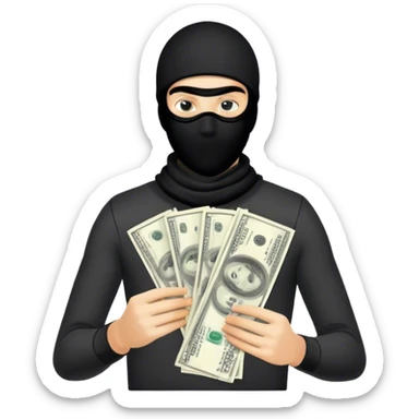 young man with a ski mask doing a money spread sticker