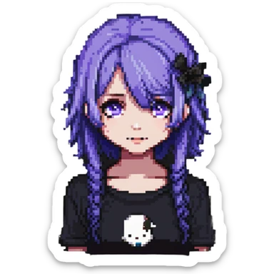 violet hair emo girl sticker