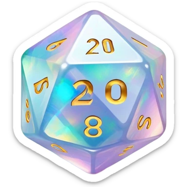 opal crystal gemstone d20 dice sticker