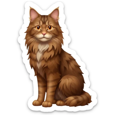 A high-resolution photo-realistic digital illustration of a brown maine coon cat, full body noble maine coon sticker