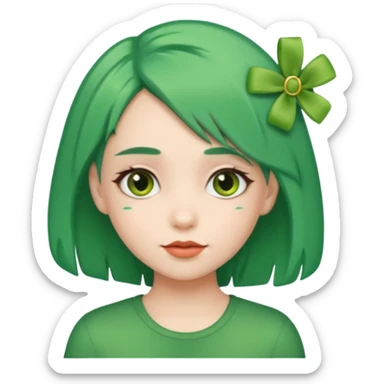 girl with green hair clip sticker