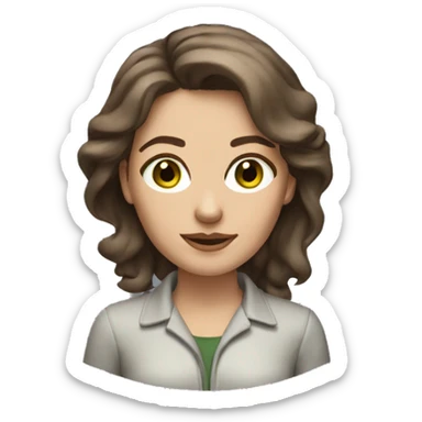 Woman facade designer with brown hair and greeney grey eyes  sticker