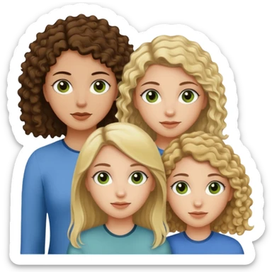 A trio of friends girls (one straight haired brown eyed brunette, another straight haired Blueish greenish eyed blonde and the last girl a browned eyed curly haired brunette sticker
