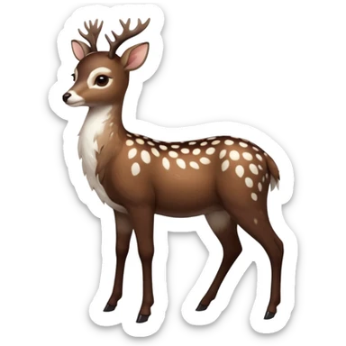 Colorful dark realistic chocolate-brown tropical beige fur glorious divine exotic cute cool beautiful shiny beautiful fantasy-Furret-Eevee-caracal-civet-genet-sergal-vernid-Cacomistle-oncilla-animal-hybrid-fursona with white deer-spots pattern markings (full body) sticker