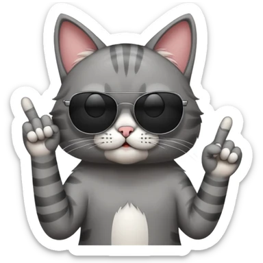 cat with sunglasses putting up the middle finger sticker