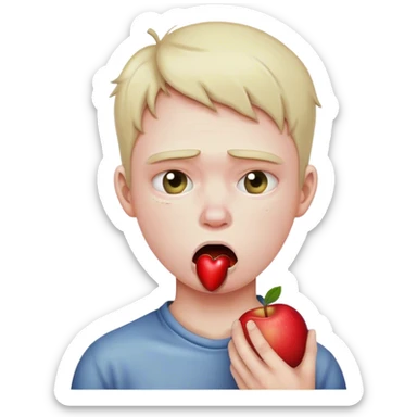 apple emoji person choking themselves with a distressed face sticker