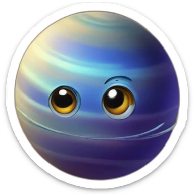 planet Saturn with a cartoon smirking snail face sticker