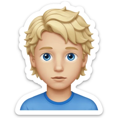 Teenage boy with blue eyes, blonde wavy hair and thick lips sticker
