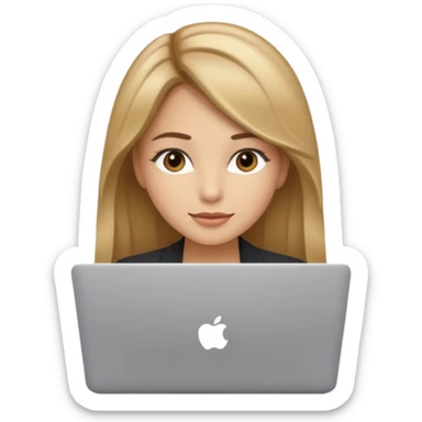Pretty girl with medium long, light golden/brownish balayage hair, Latina, with a laptop, AI-generated emoji. sticker