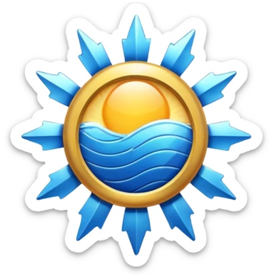Verified badge with the body of a Sun ☀️ make the color blue and make sure they is no cartoon in it sticker