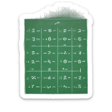 Green chalkboard with math equations written on it sticker