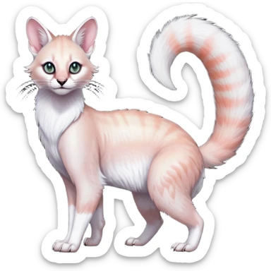 Colorful dark tropical pearly-albino-white iridescent glorious divine exotic cute cool beautiful shiny beautiful fantasy-caracal-civet-genet-sergal-vernid-Cacomistle-oncilla-animal-Fakémon-hybrid-fursona (full body) sticker