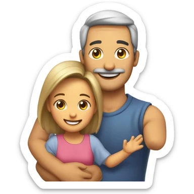 Mamá y papá con hijo de 5 años y una hija de 17 años sticker