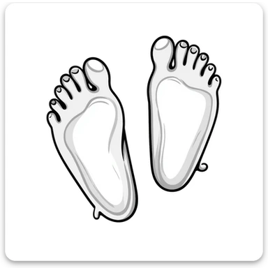 detailed illustration of bare foot soles with white sap sticking to them, realistic drawing sticker