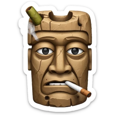 Blocky Easter island head smoking cigar sticker
