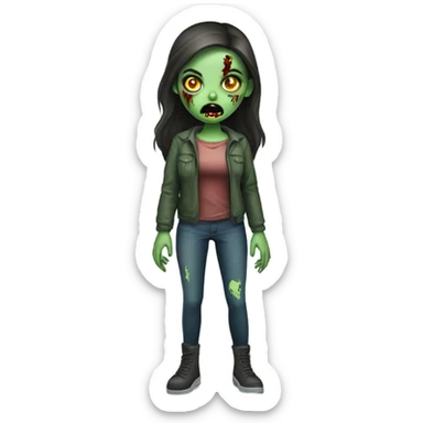 Brunette zombie girl in horror zombie green  sticker