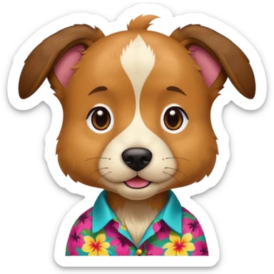 Dog – wearing colorful aloha shirt sticker