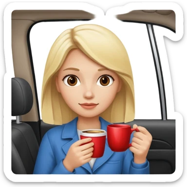 Blonde girl with a cup of coffee in the car sticker