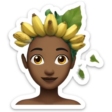 generate a mulato fairy who circles the water with a banana flower-crown sticker