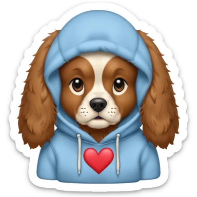 Brown cocker spaniel with an I love my mum hoodie sticker