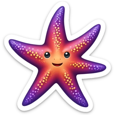 color gradient between red and purple glitter cute starfish sticker