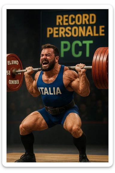 Powerlifter in gara che fa record grazie alla sua "PCT" in italiano sticker