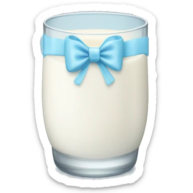 Glass of milk with a light blue bow wrapped around the glass  sticker