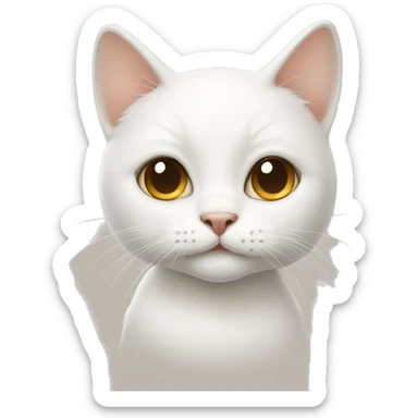 White cat with beig sticker