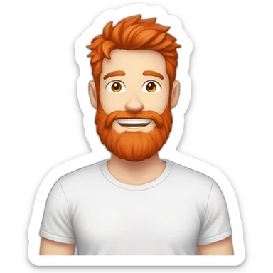 red-bearded-anime-adult-guy-white-teeth-white-tshirt sticker