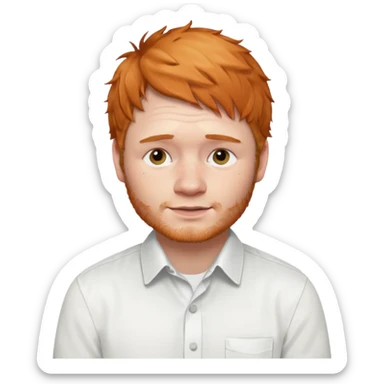 Ed Sheeran wear a white shirt sticker