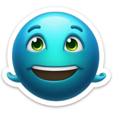 planet Neptune with a cartoon smirking face sticker