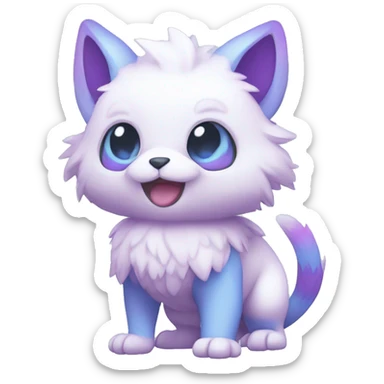 Cute cool white blue purple pink animal hybrid Fakemon full body sticker