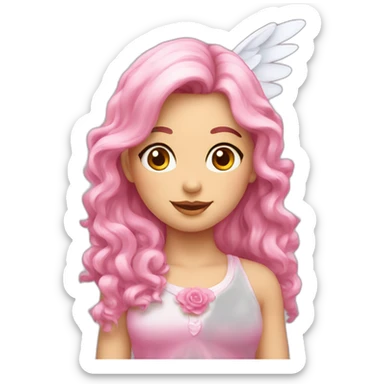 Coração rosa,asas de anjo, sticker