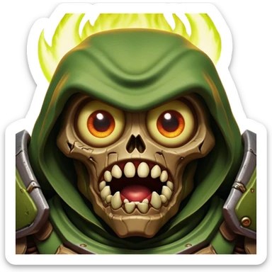 3D, cinematic ultra detailed 32k HD Doom srhoom in pvz 1, brought to life with stunning visual details, each lash, eye, and hair is shown in stunning detail, rich textures, visually rich, so lifelike that it feels like it could leap off the page at any moment sticker