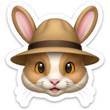 chapeau de lapin en fourrure avec des oreilles sticker