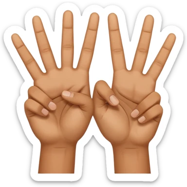 two peace hand sign but one is flipped the other way touch the other fingers sticker