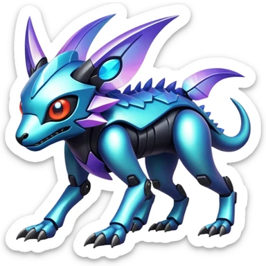  exotic tropical iridescent cyber-Protogen-Fakémon-Pokémon-Vernid-creature sticker