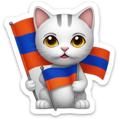 Cat holding Armenian flag  sticker