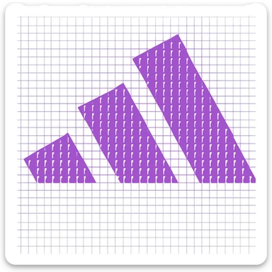 mosaic of square emojis forming Galxe 3-stripe logo, three stripes in purple, background squares in white sticker