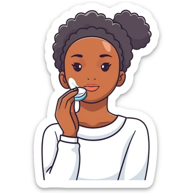 Black girl with moisturizer skincare routine sticker