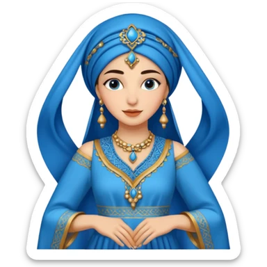 woman in moroccan culture style blue detailed dress sticker