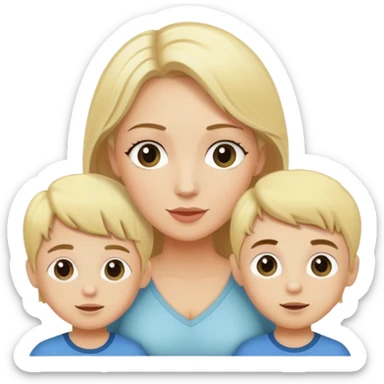 Blonde hair mom with boy and girl twins sticker