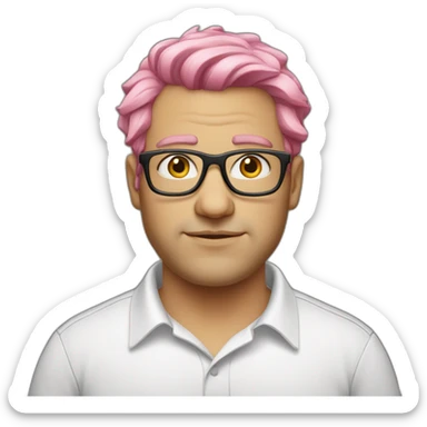 pinkhair-fat-middleage-man-whiteskin-redspectacle sticker