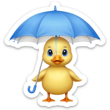 baby Duck holding white umbrella sticker