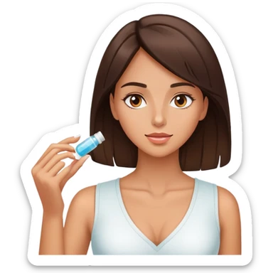 Beautiful fit brunette girl taking pills  sticker