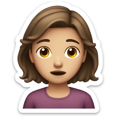 Girl with brown hair crying  sticker