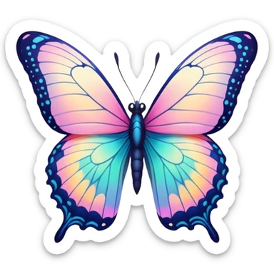 Shiny pastel colorful neon vibrant pale whitish bright Floral exotic tropical butterfly sticker