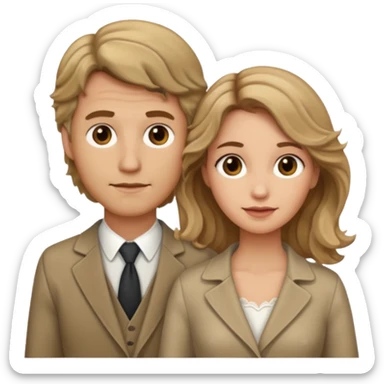 Married couple male dirty blonde hair and female brown wavy hair sticker